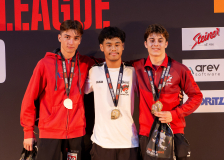 Antoine Buettiker,Sujash Kanesan,Cristiano Mateus Gomes,Hao Yi Lim,KARATESCHULE SURSEE,KARATEDO LYSS-AARBERG,KARATE-DO BIEL-BIENNE - ZEN SHIN,KARATE DO BRUGG,Siegerehrung,Swiss Karate League,Gossau,Züri Oberland,2026,Medal Ceremony,SKL