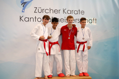 Kantonalmeisterschaft, Zürich, Bonstetten, 2023, Siegerehrung, Kumite, Shukokai Dojo Wetzikon, Benjamin Appenzeller, Karl Ravas, Tobias Riedel, Luca Savicic, Schweiz